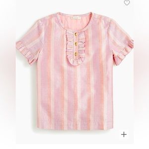 Crewcuts Girls Lamè Top with Ruffles in “Guava” (Metallic), Size 8, Cotton Blend